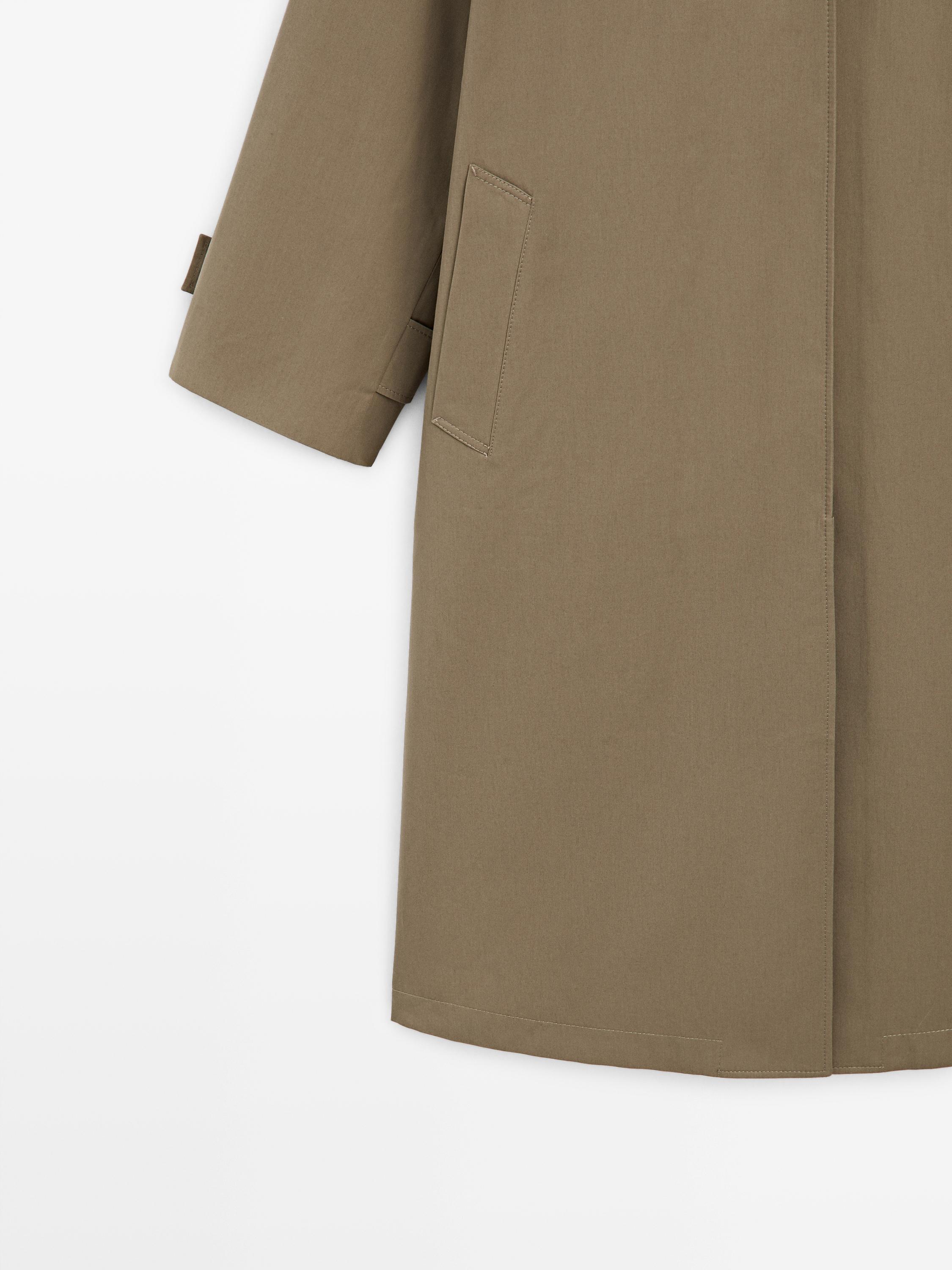 Oversize trench coat with check lining